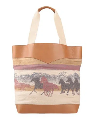 Woolrich Man Shoulder Bag Camel Size - Cotton, Leather In Beige