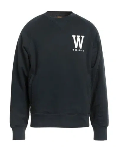 Woolrich Man Sweatshirt Navy Size M Cotton, Polyester In Navy Blue