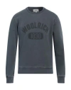 Woolrich Man Sweatshirt Slate Blue Size L Cotton In Blue