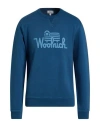 Woolrich Man Sweatshirt Slate Blue Size M Cotton, Elastane In Blue