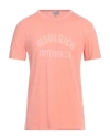 Woolrich Man T-shirt Salmon Pink Size L Cotton In Multi