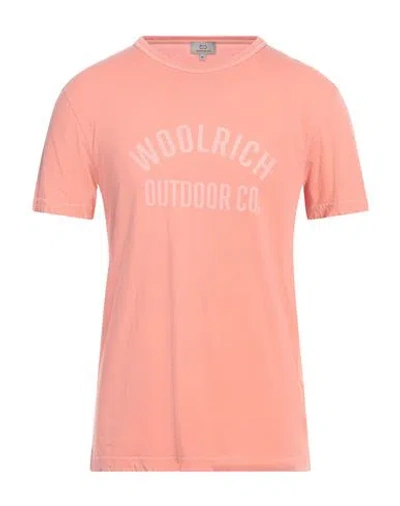 Woolrich Man T-shirt Salmon Pink Size L Cotton In Multi