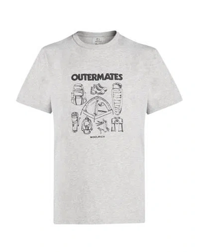 Woolrich Man T-shirt Grey Size M Cotton In Gray