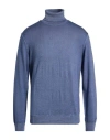 Woolrich Man Turtleneck Slate Blue Size L Wool In Animal Print