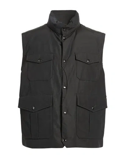Woolrich Man Vest Charcoal Size L Cotton, Polyamide In Black