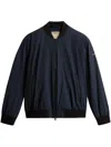 Woolrich Stretch Matt Finish Nylon Bomber Jacket In Blue