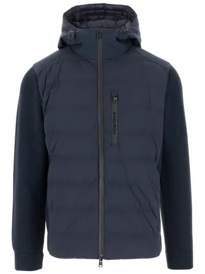 Woolrich Matte Finish Bering Hybrid Jacket In Blue