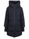 Woolrich Maxi-length Padded Coat With Flap Pockets And Adjustable Waist In Black