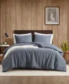Woolrich Mckenzie Twill Washed 3-pc. Duvet Cover Set, Full/queen In Gray