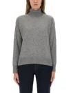 Woolrich Soft Texture Turtleneck Knitwear With Ribbed Finish In Gray