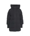 Woolrich Medium-length Puffer Coat With High Collar And Protective Hood In Black