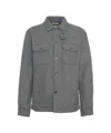 Woolrich Grey Patterned Wool Blend Overshirt With Classic Collar And Snap-button Fastening In Gray