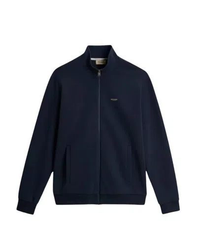 Woolrich Melton Blue Interlock Crewneck Cotton-blend Sweatshirt