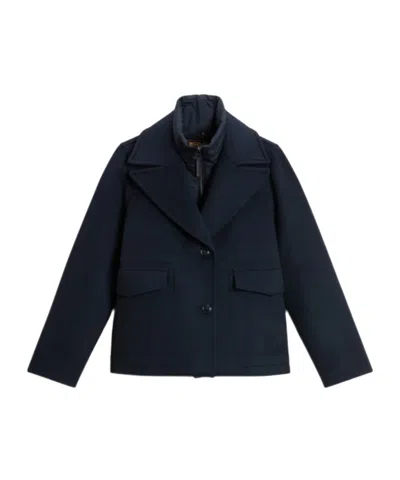 Woolrich Melton Button-fastening Jacket In Black