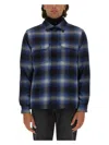 Woolrich Checked Italian Wool Blend Alaskan Padded Overshirt In Blue