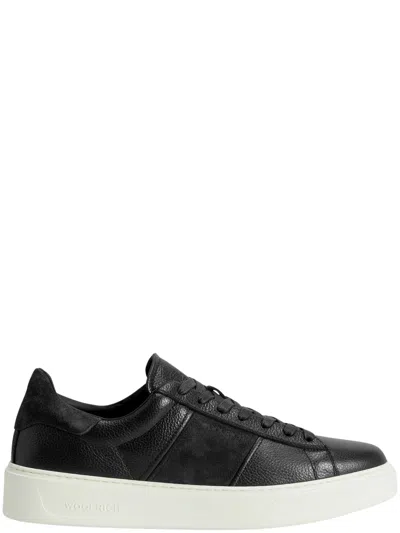 Woolrich Men's Calf Leather Sneakers In Navy