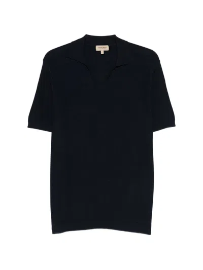 Woolrich Men's Classic V-neck Ribbed Knit Polo Shirt In Blue