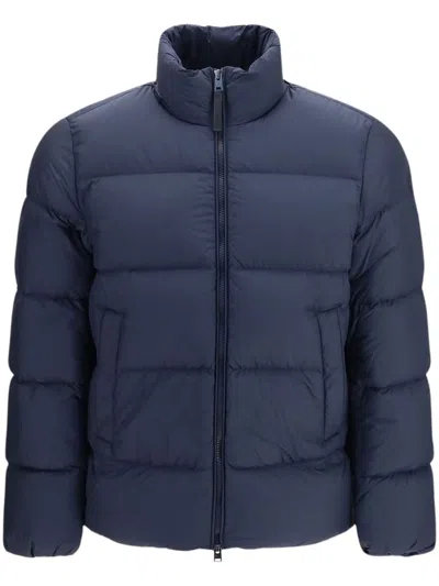 Woolrich Men's Duck Down Puffer Coat In Quilted Nylon In Blue