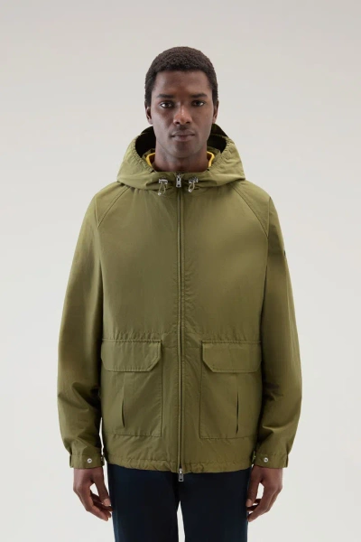 Woolrich Army Green Cotton Blend Cruiser Jacket