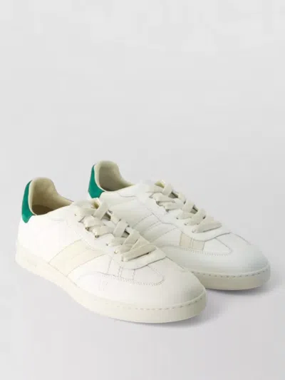 Woolrich Men Leather Sneakers Contrasting Heel Tab In White