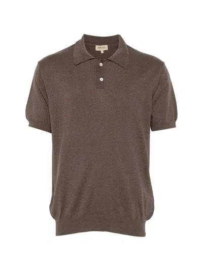 Woolrich Men's Short-sleeved Polo Shirt With Front Buttons In Brown