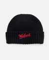Woolrich Logo Intarsia Knit Beanie In Black