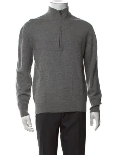 Pre-owned Woolrich Merino Wool Mock Neck Pullover In Grey