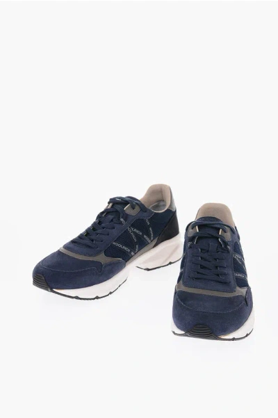 Woolrich Mesh And Suede City Runner Low-top Sneakers With Logo-detail In Blue