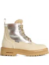 Woolrich Metallic-panel Lace-up Boots In Neutral