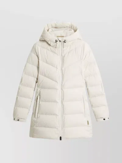Woolrich Microfiber Down Jacket Hooded In White
