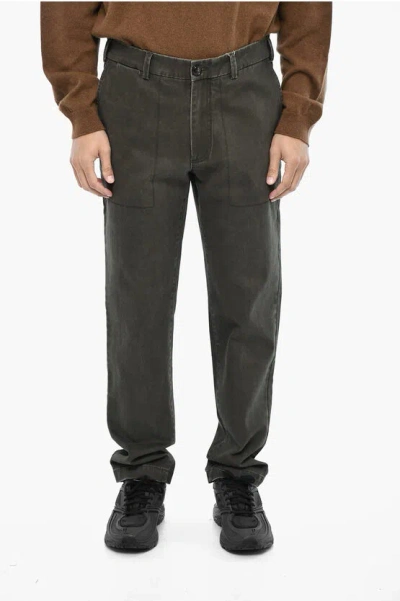 Woolrich Mid Waist Cotton Maverick Chino Pants In Gray