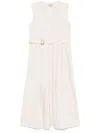 Woolrich Long Cotton Dress Detachable Belt In Brown