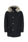 Woolrich Arctic Anorak In Ramar Cloth With Detachable Fur In Black