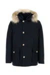 Woolrich Blue Down Filled Jacket With Fur Hood