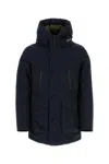 Woolrich Cotton Down Jacket With Hood And Pockets In Blue