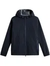 Woolrich Hooded Jacket With Drawstring And Pockets In Blue