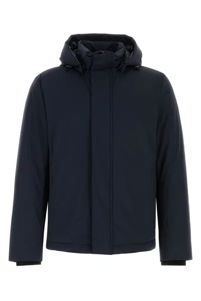 WOOLRICH WOOLRICH MIDNIGHT BLUE STRETCH NYLON DOWN JACKET