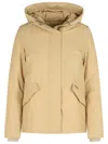 Woolrich 'military' Beige Cotton Blend Jacket In Brown