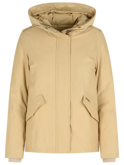 Woolrich Military Beige Cotton Blend Jacket In Yellow