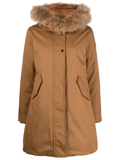 Woolrich Military Padded Parka Coat In Brown