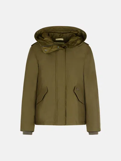 Woolrich 'military' Padded 'ramar Cloth' Green Hooded Jacket