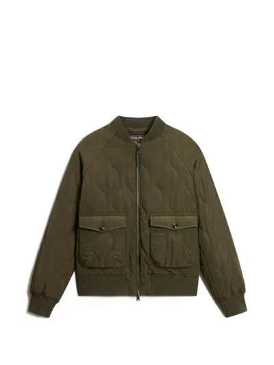 Woolrich Military Quilted-finish Bomber Jacket In Green
