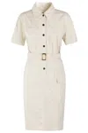 Woolrich Women's Cotton Dress With Buttons And Buckle Belt In Light Oak