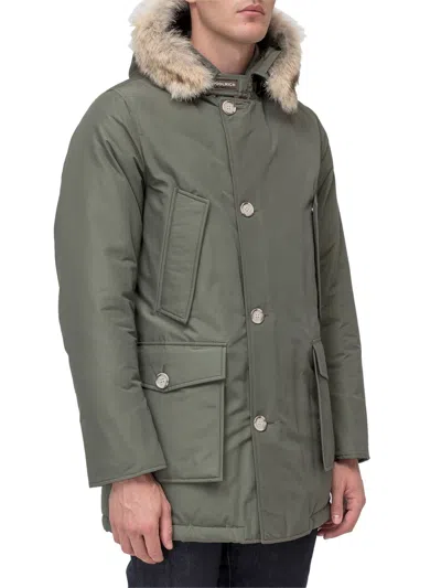 Woolrich Mini Arctic Puffer Jacket With Hood In Verde