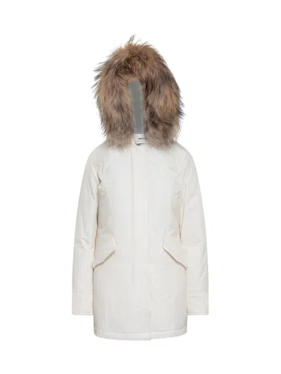 Woolrich Mini Down Puffer Jacket In Milky Cream