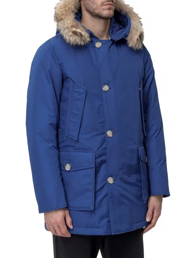 Woolrich Mini Puffer Jacket With Hood In Blu