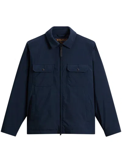 Woolrich Mini Quilted Down Shirt Jacket In Blue