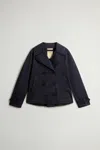 Woolrich Mini Tech Cotton Jacket In Melton Blue