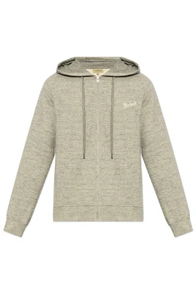 Woolrich Mouline Full-zip Hoodie In Gray