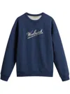 Woolrich Ribbed Crew Neck Sweatshirt With Long Sleeves In Blue